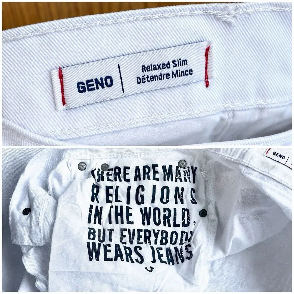 True Religion GENO Relaxed Slim Jeans Men’s 40x33 White Distressed